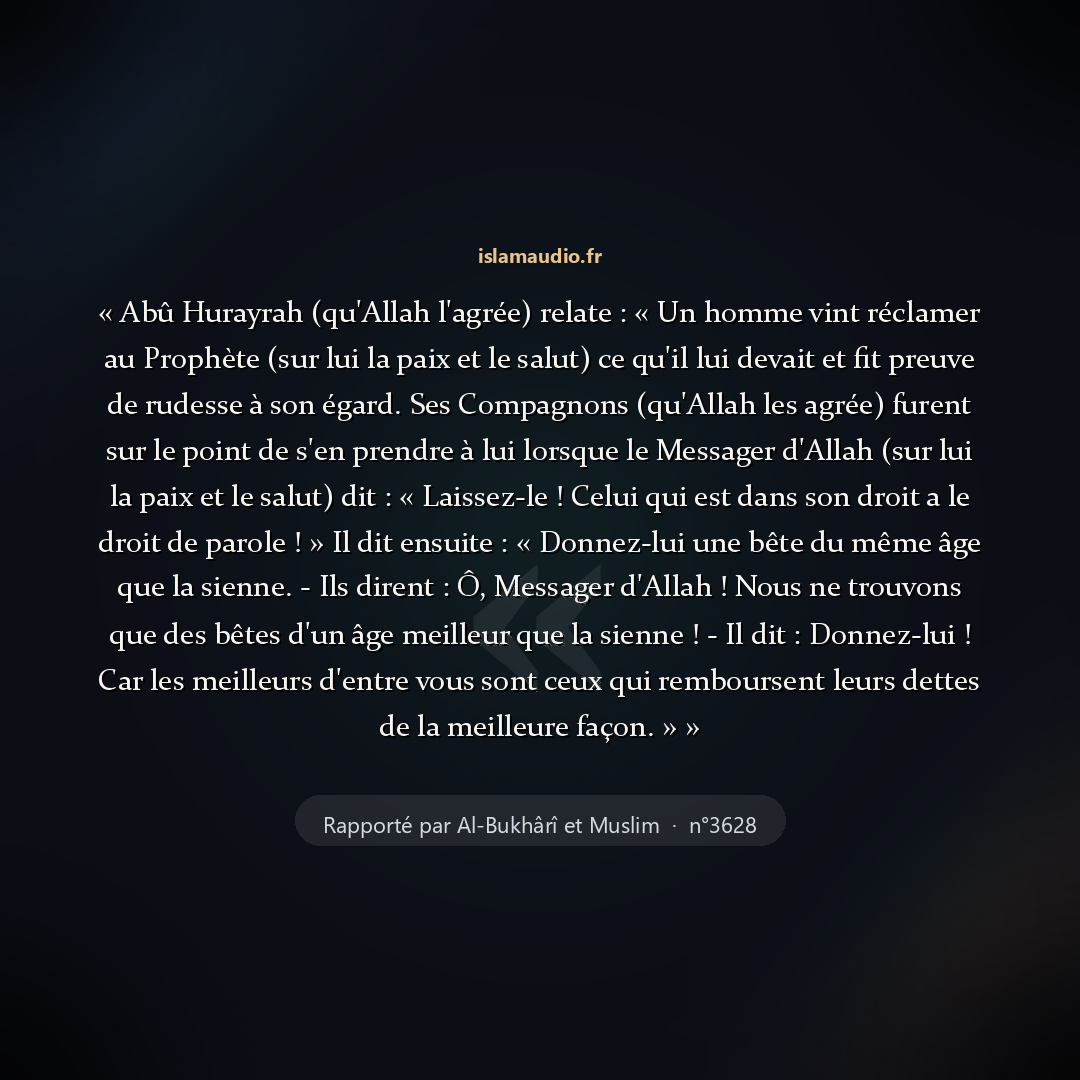 Aperçu du hadith
