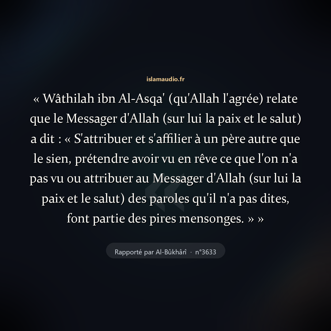 Aperçu du hadith