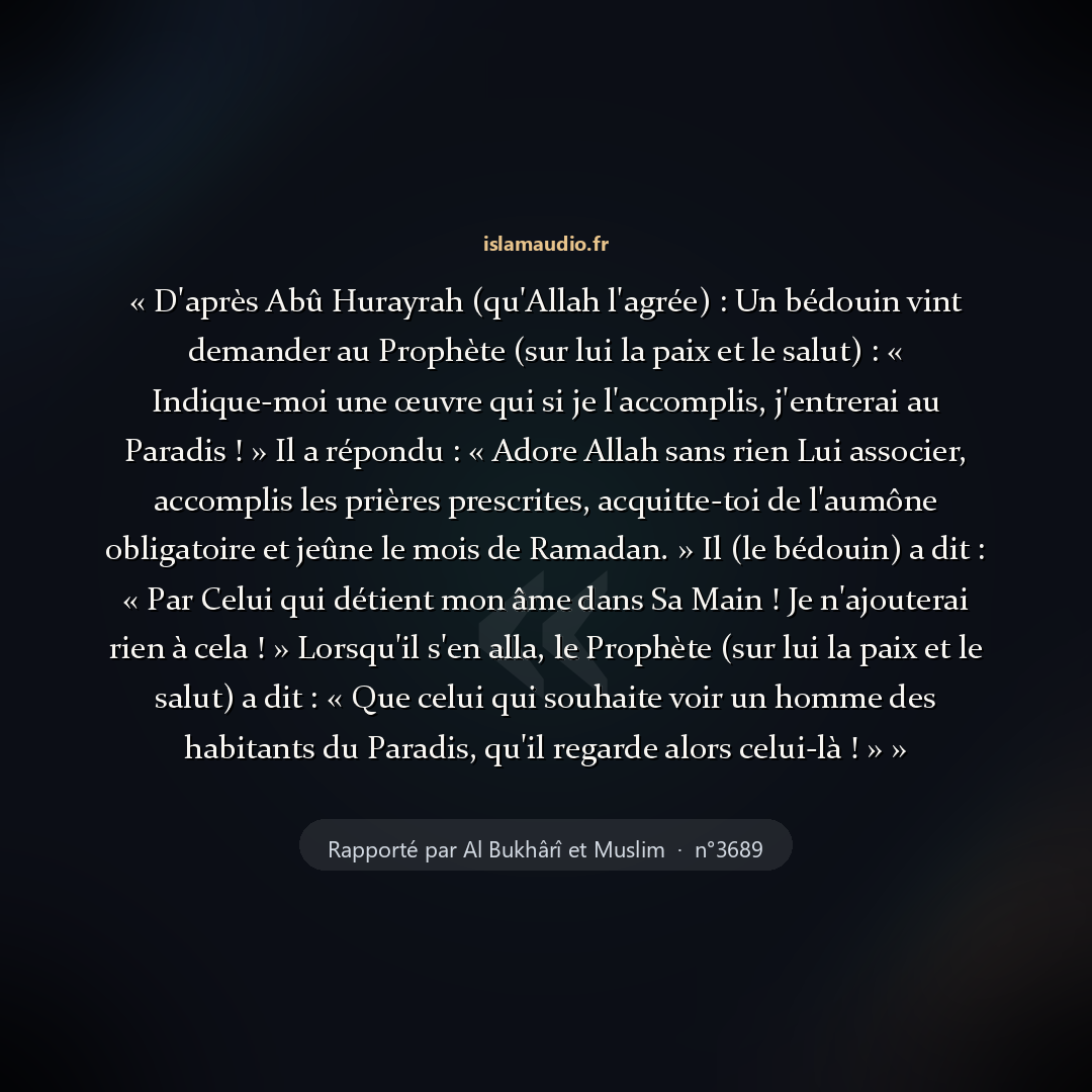 Aperçu du hadith