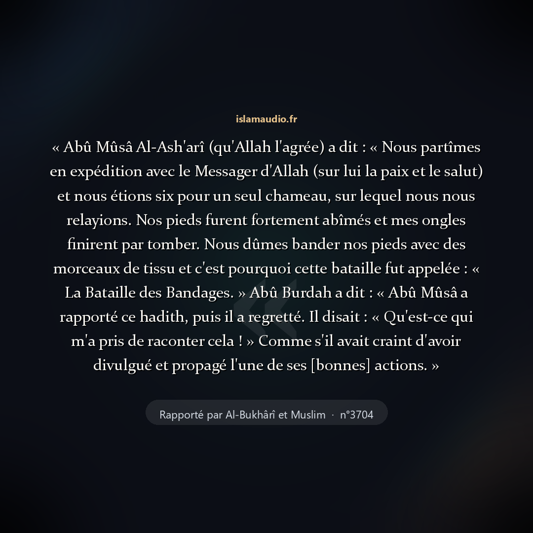 Aperçu du hadith