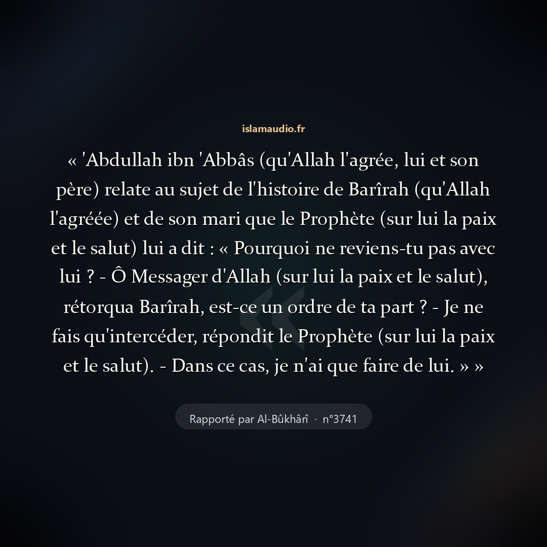Aperçu du hadith