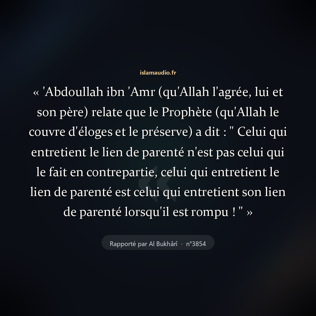 Aperçu du hadith