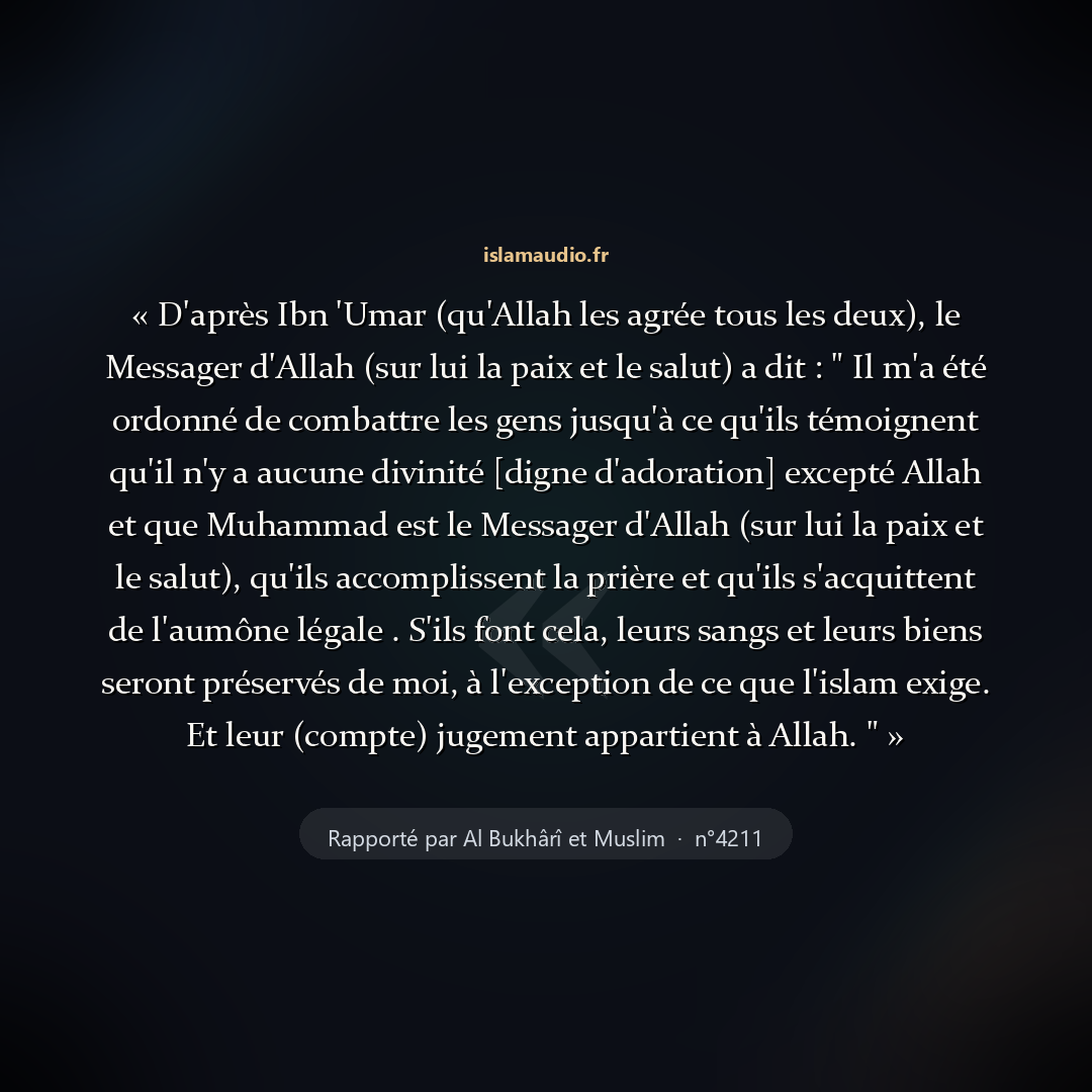 Aperçu du hadith