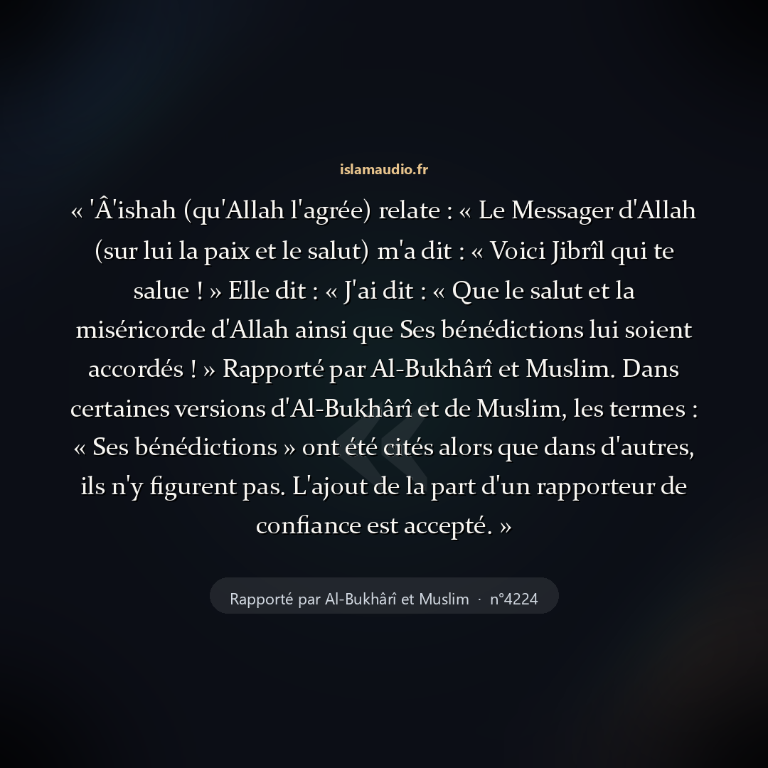 Aperçu du hadith