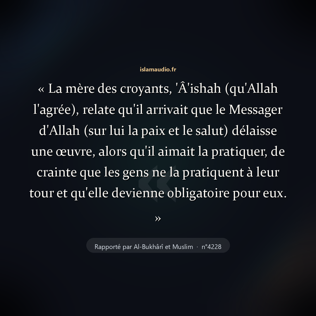 Aperçu du hadith