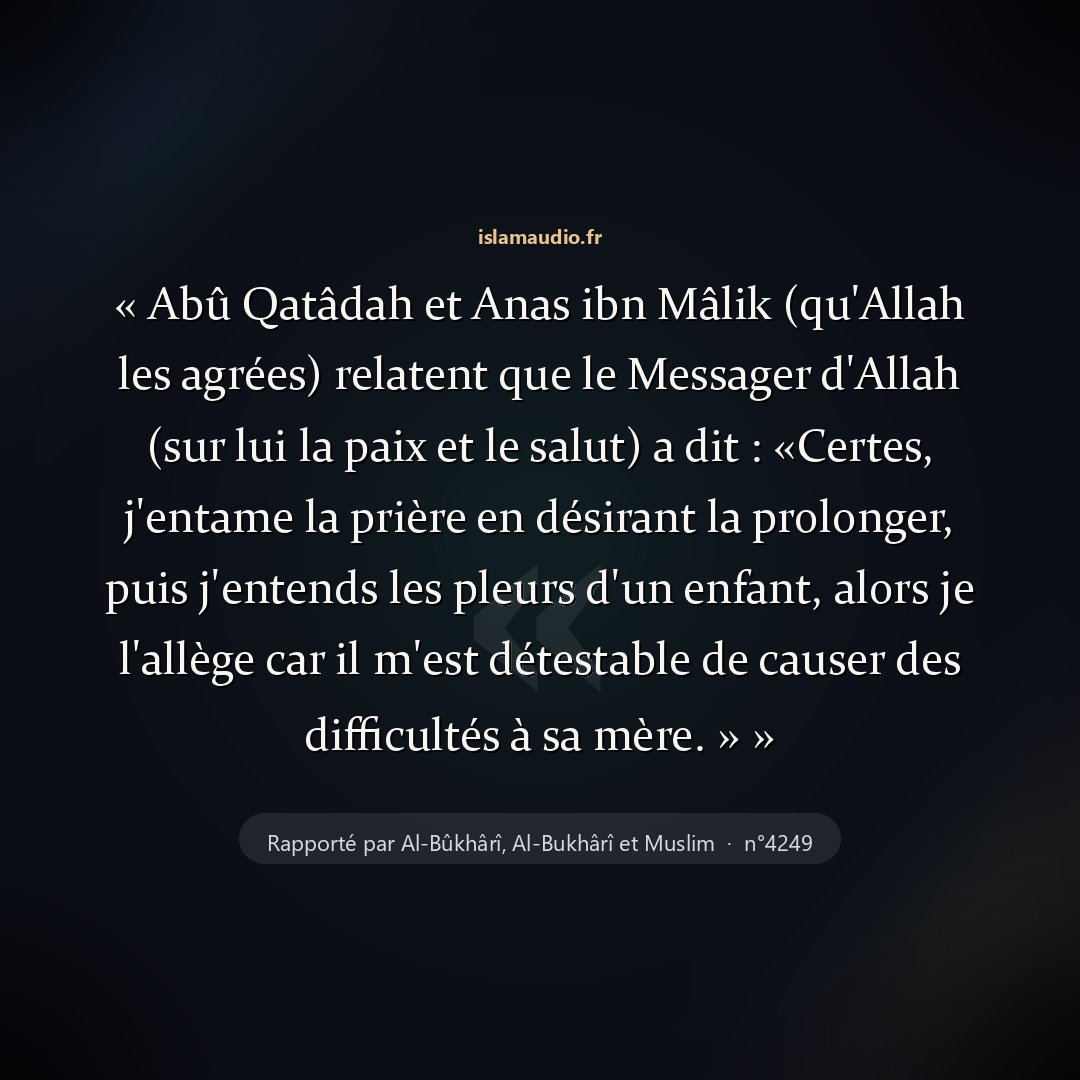 Aperçu du hadith