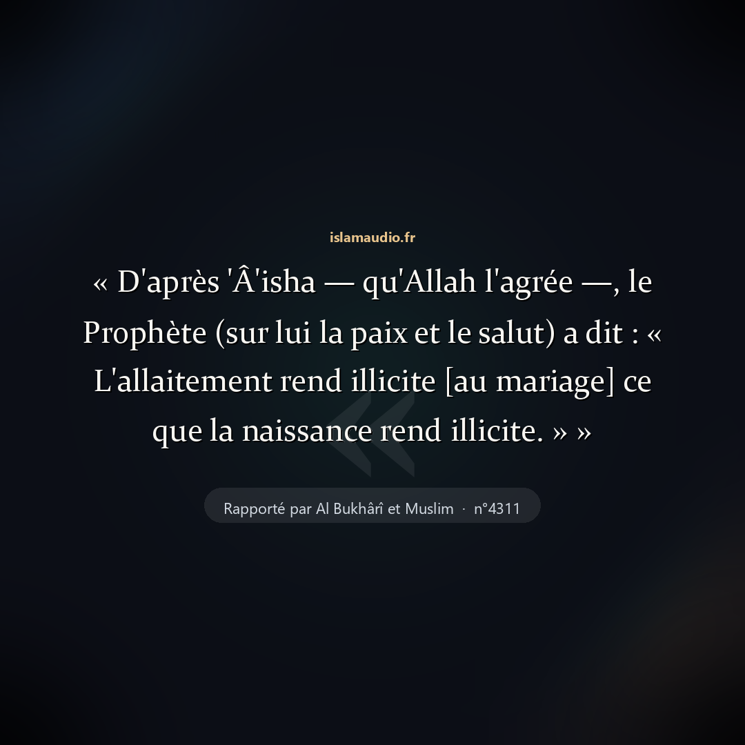 Aperçu du hadith