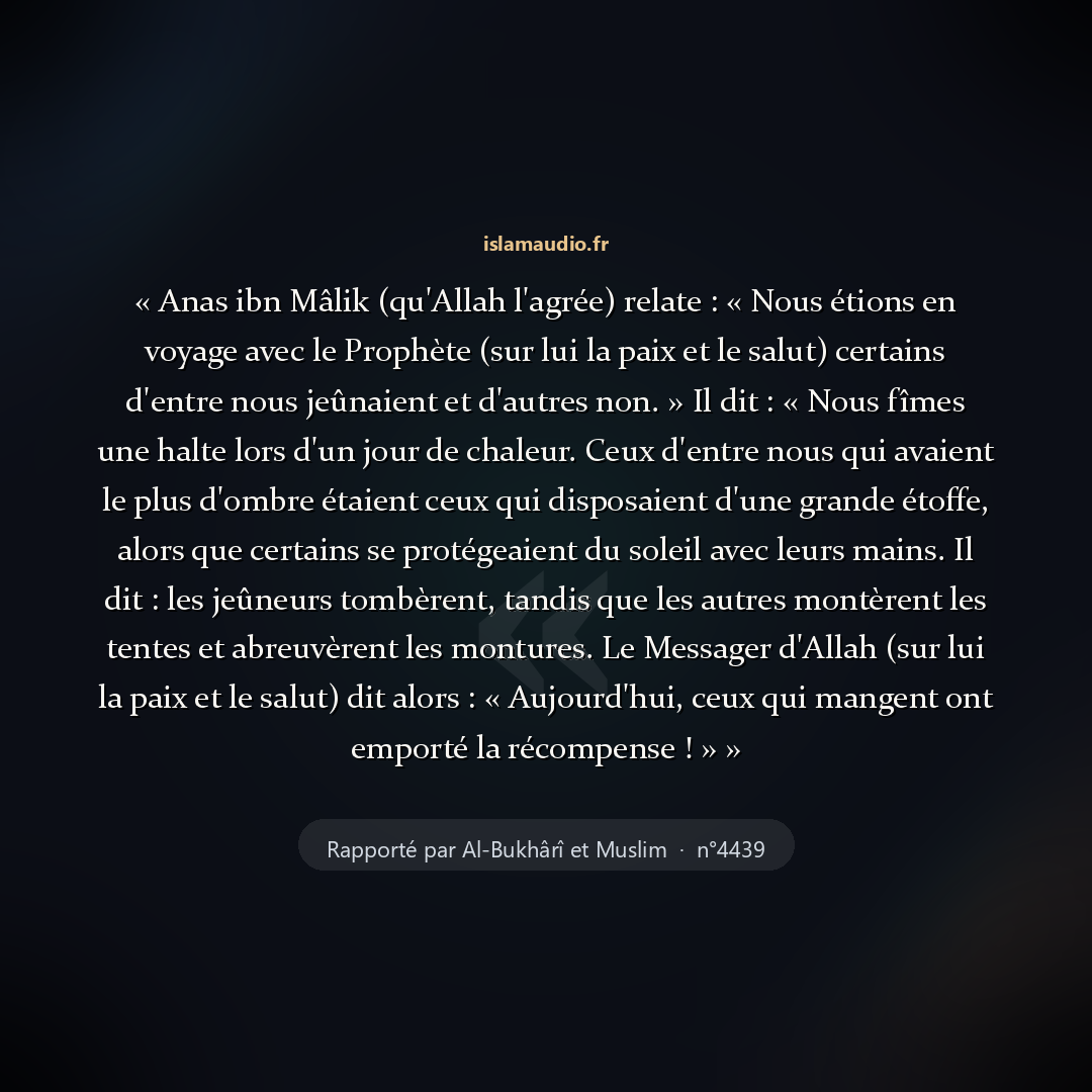 Aperçu du hadith