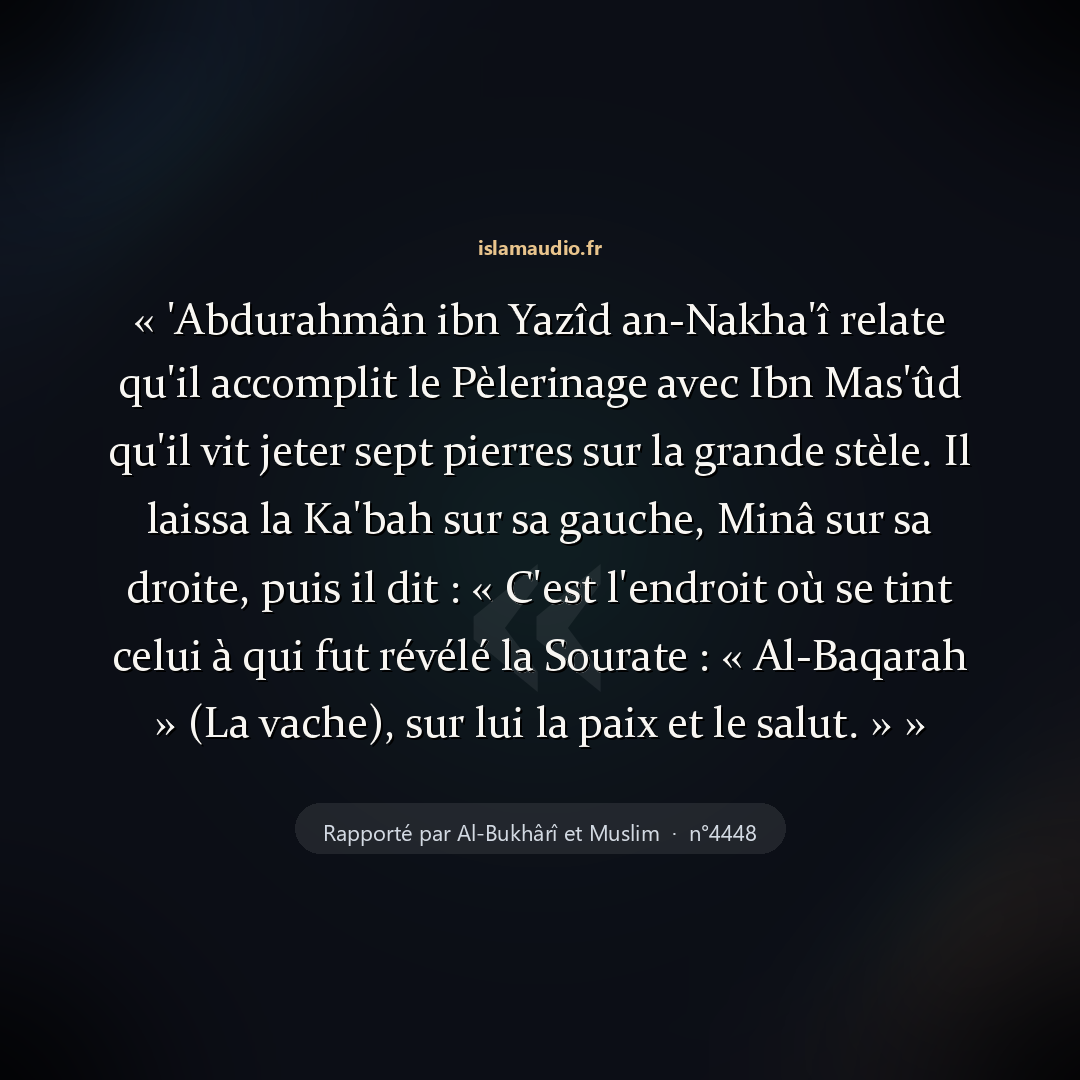 Aperçu du hadith