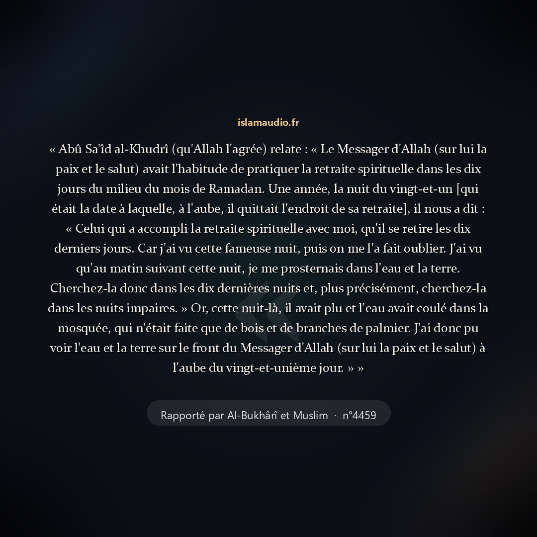 Aperçu du hadith