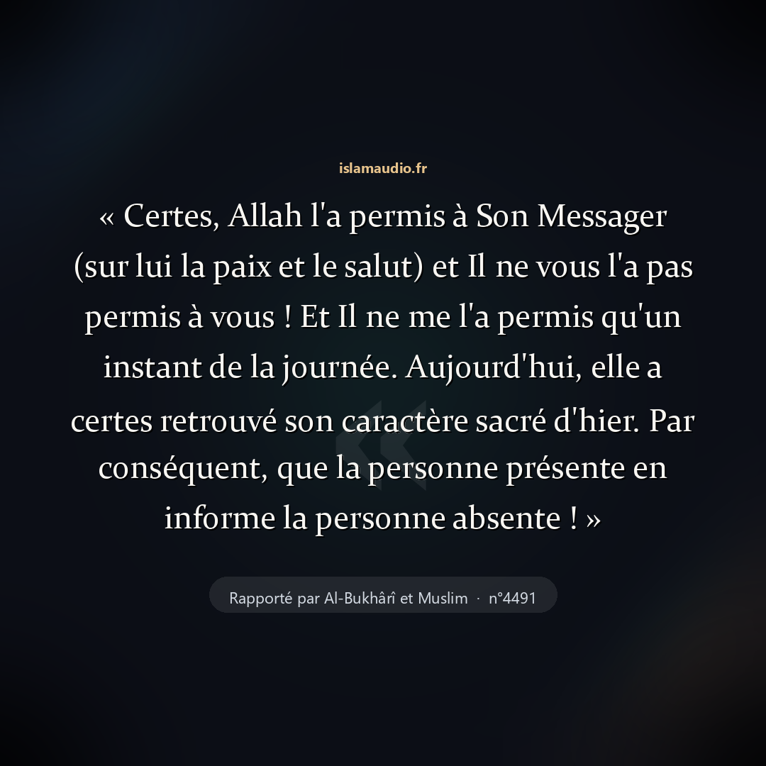 Aperçu du hadith