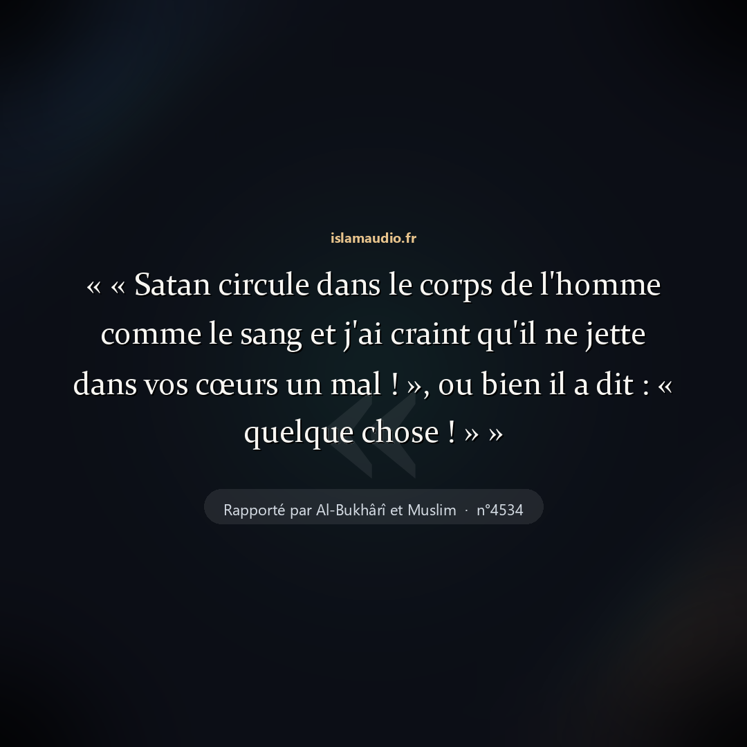 Aperçu du hadith