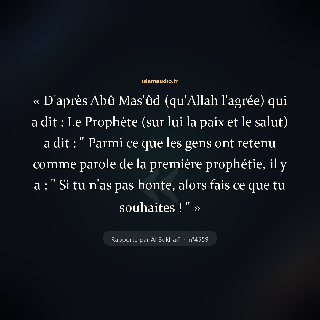 Aperçu du hadith