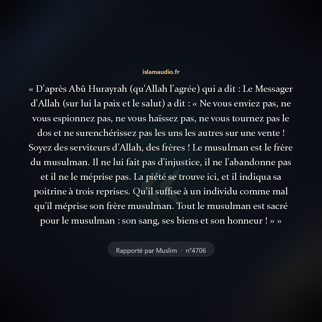 Aperçu du hadith