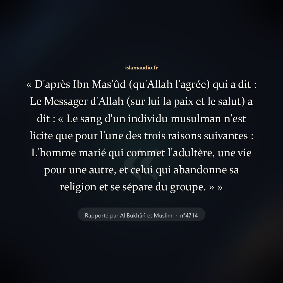 Aperçu du hadith