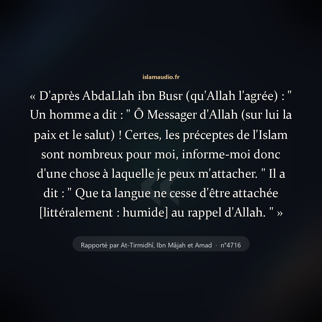 Aperçu du hadith