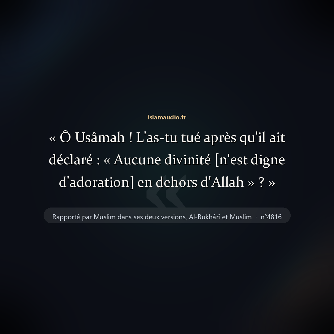 Aperçu du hadith