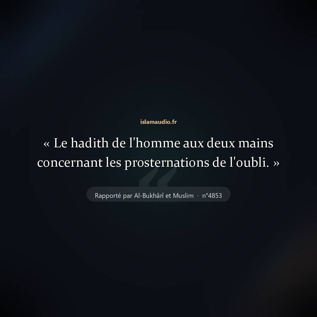 Aperçu du hadith