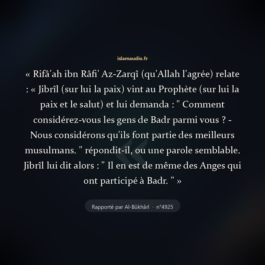 Aperçu du hadith