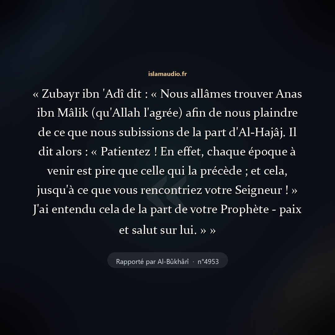 Aperçu du hadith