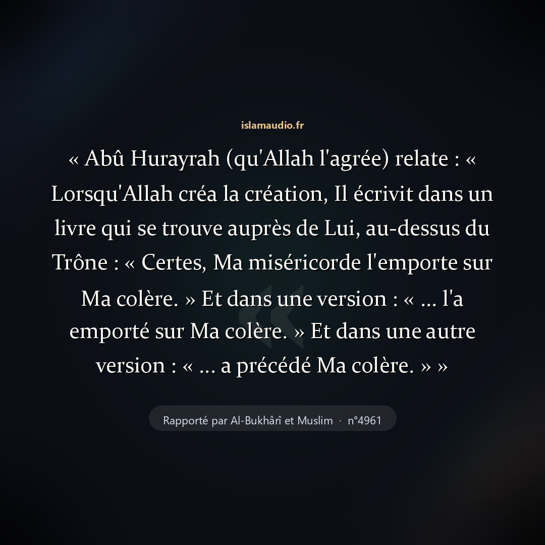 Aperçu du hadith