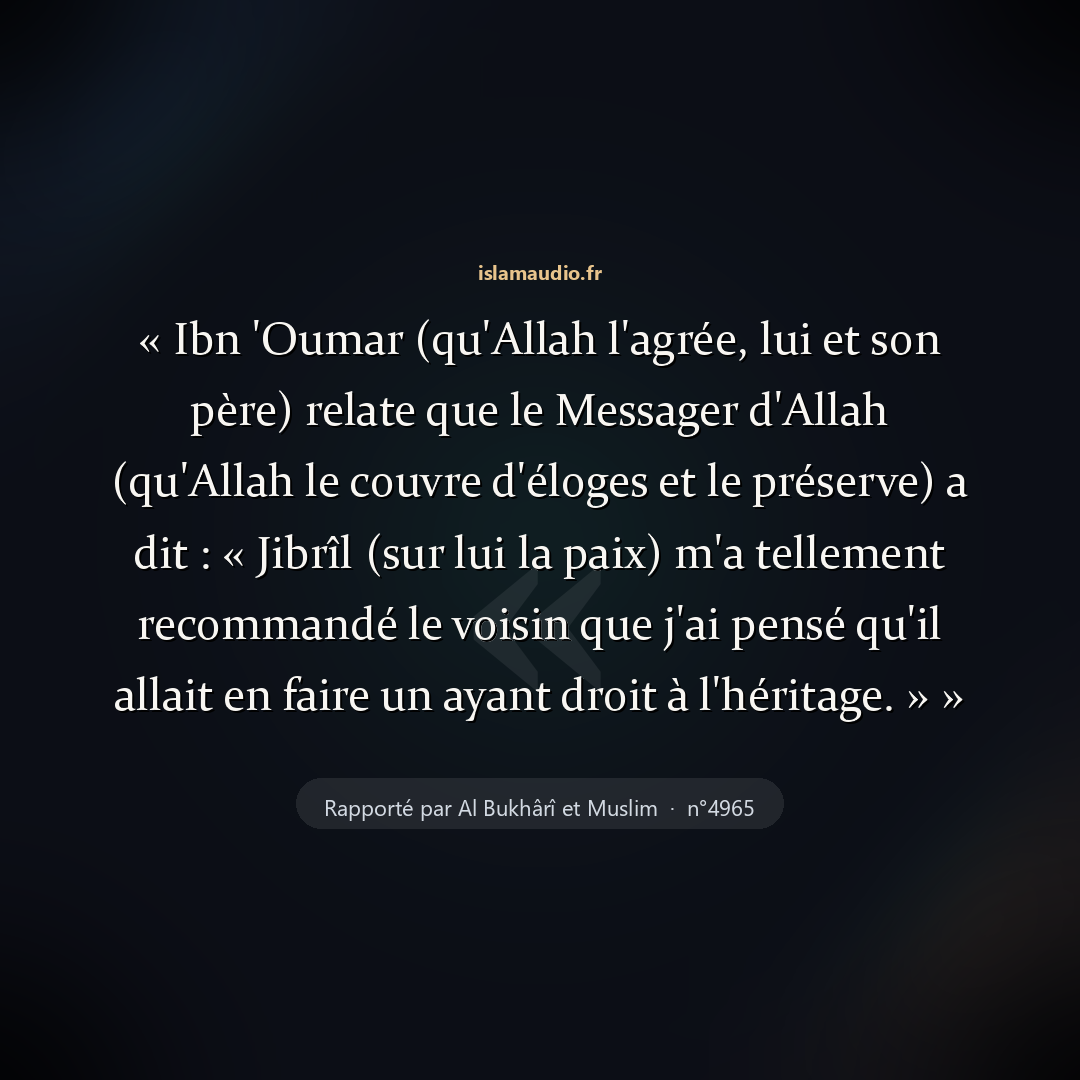 Aperçu du hadith