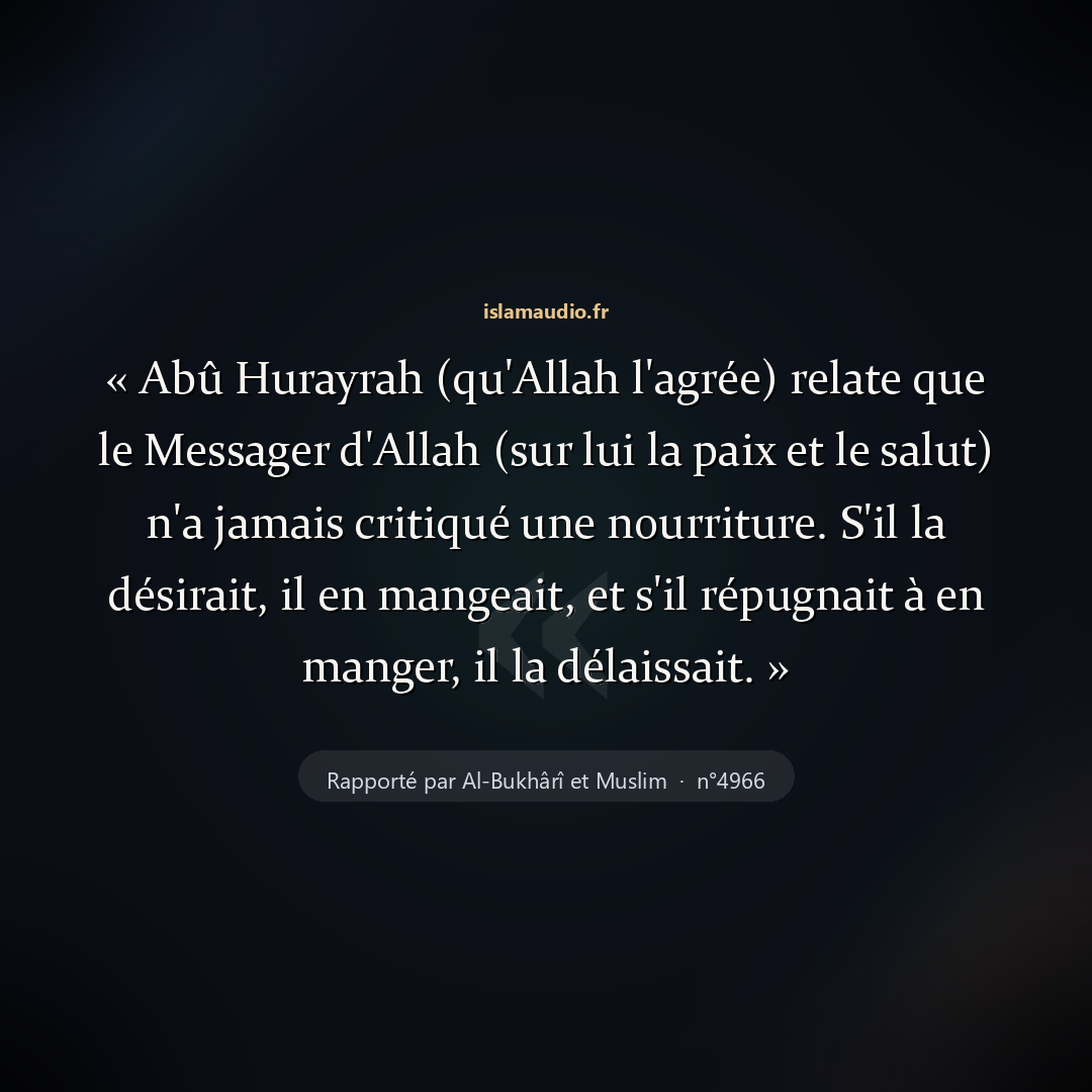 Aperçu du hadith