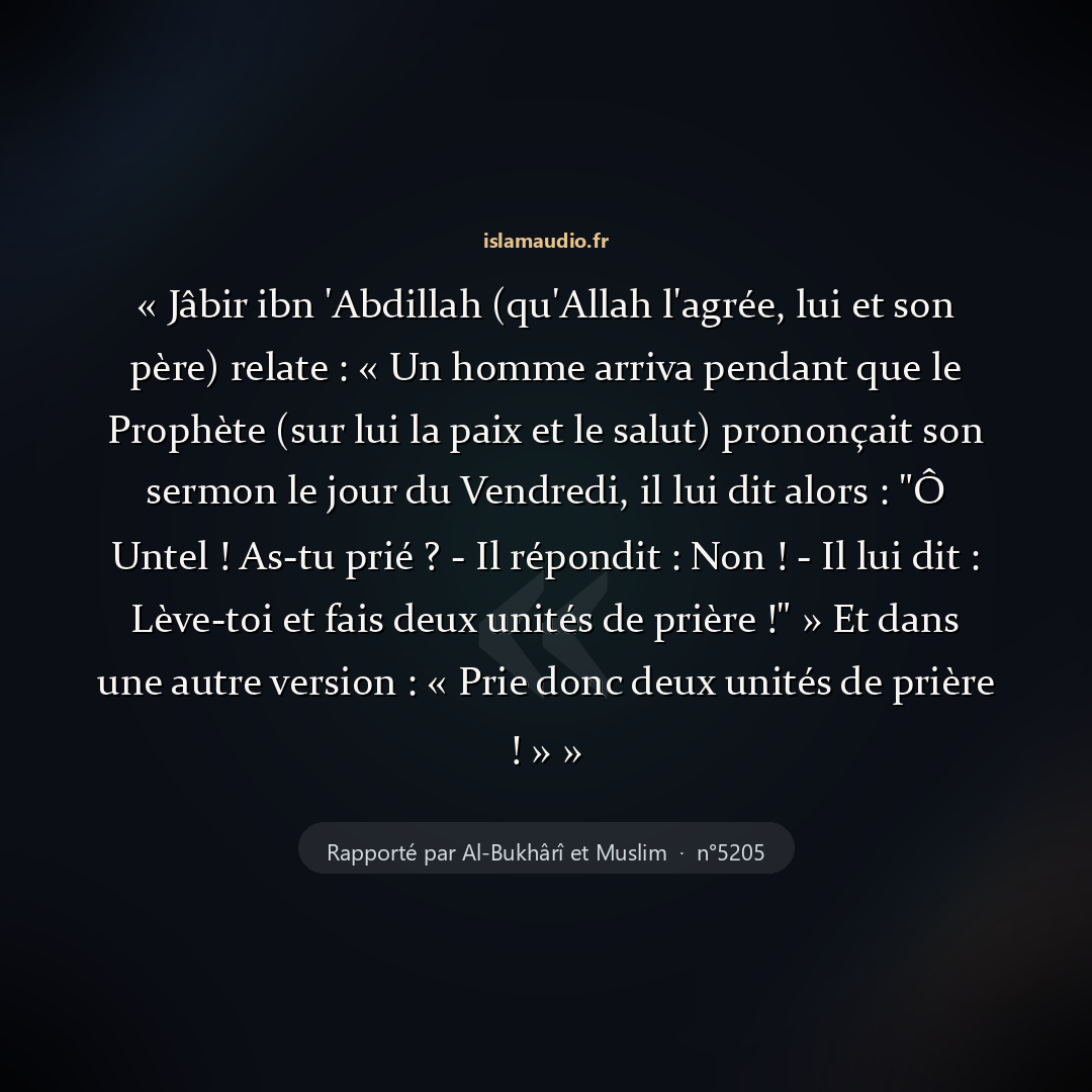 Aperçu du hadith