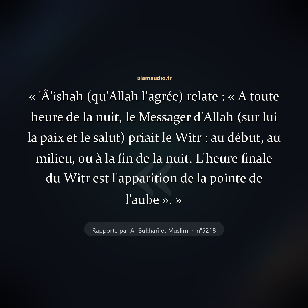 Aperçu du hadith