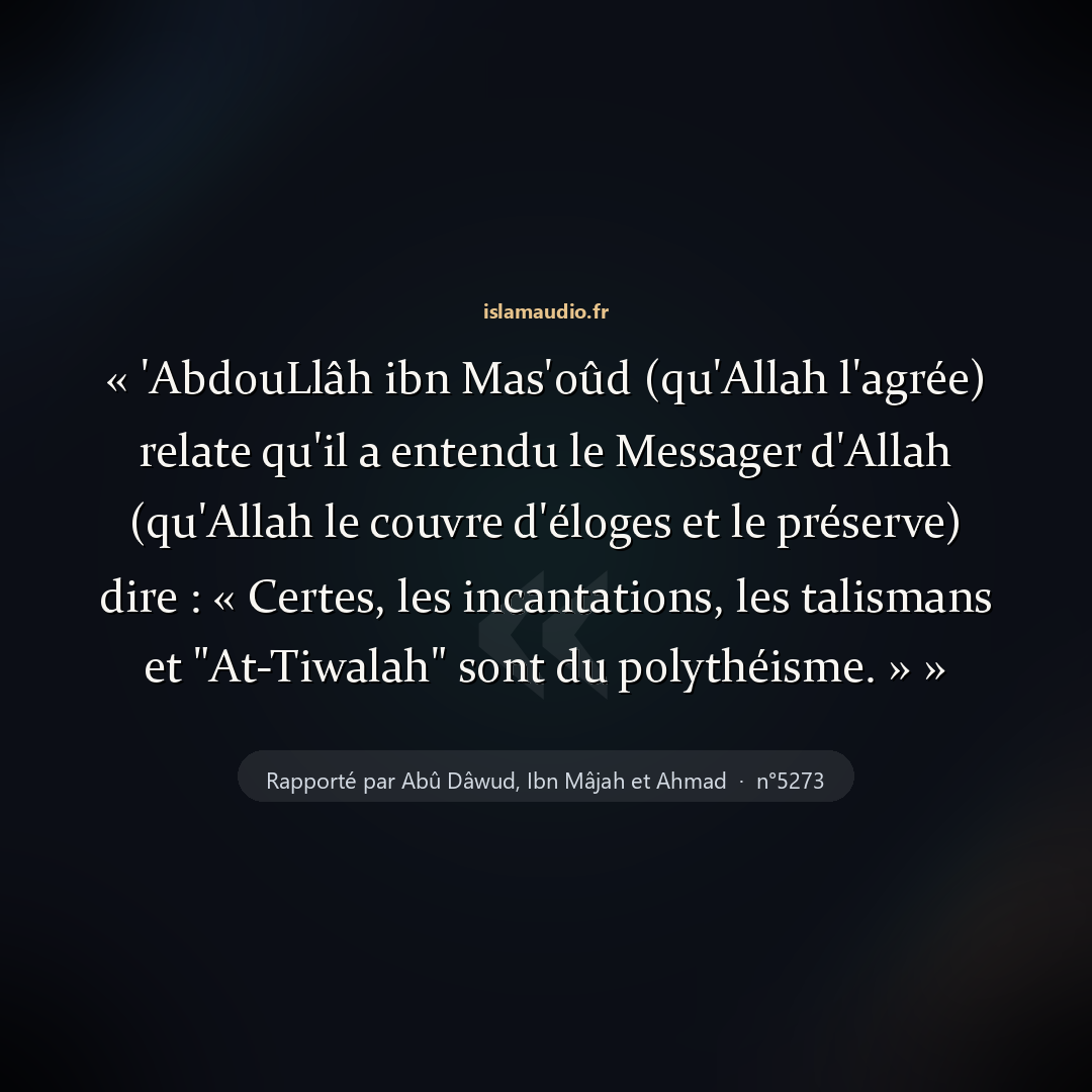 Aperçu du hadith
