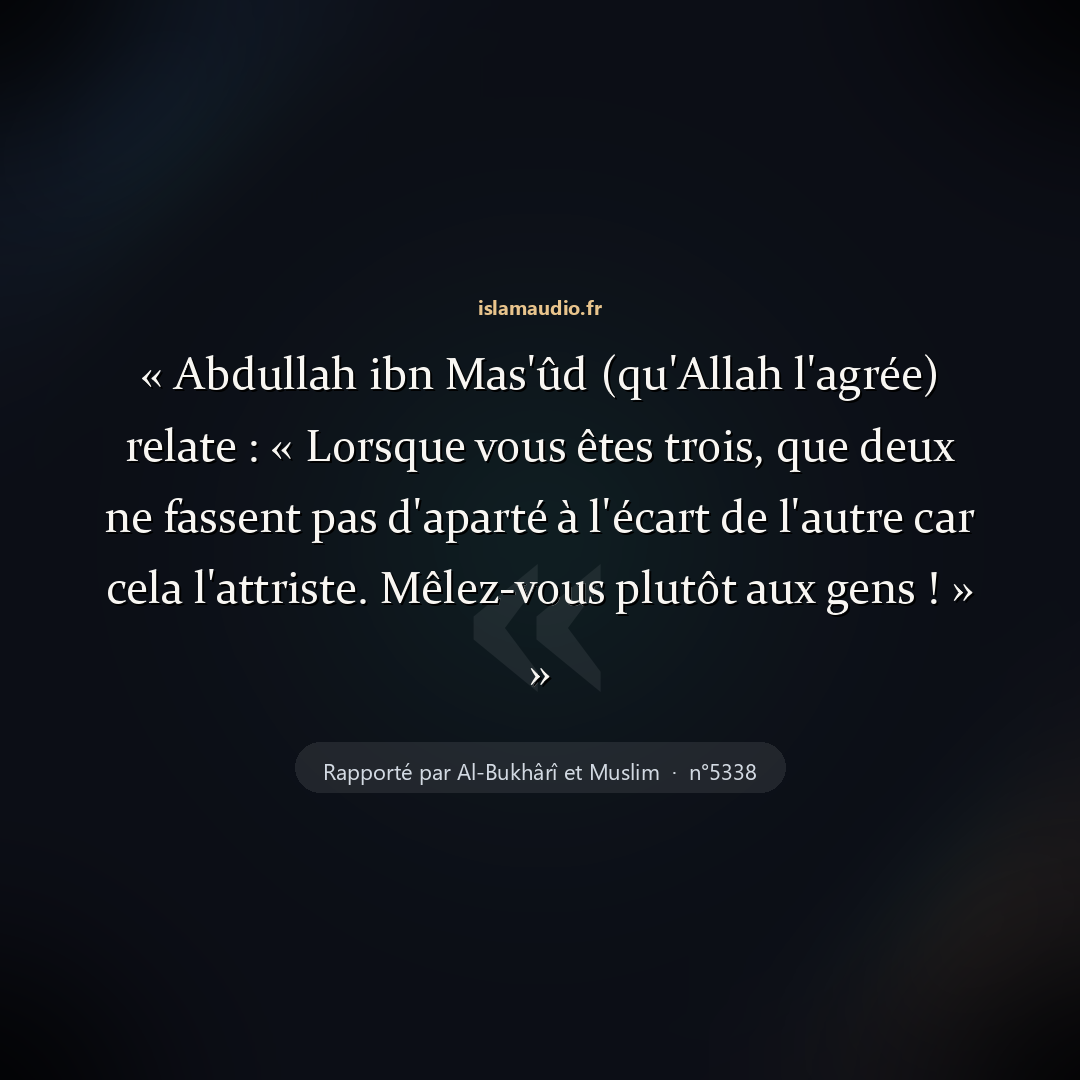 Aperçu du hadith