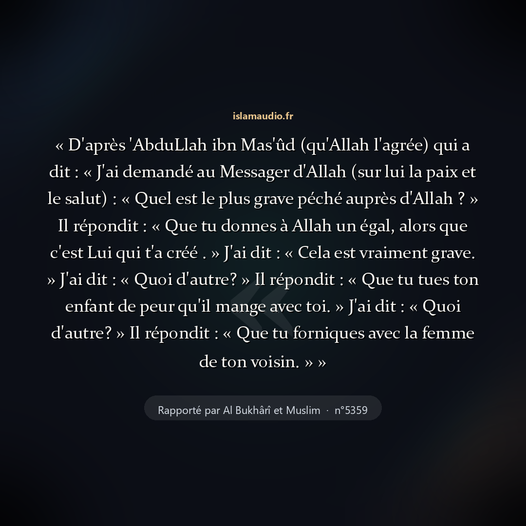 Aperçu du hadith