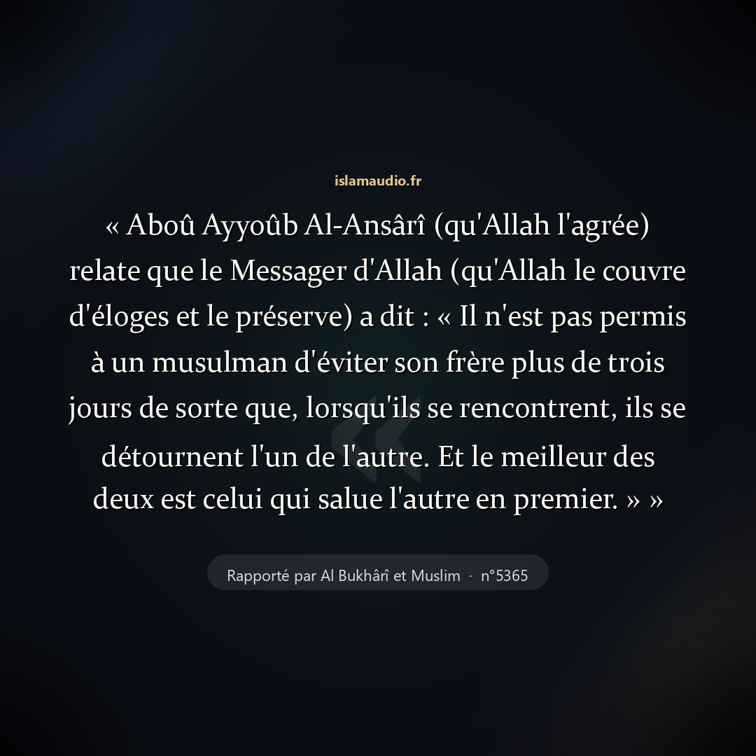 Aperçu du hadith