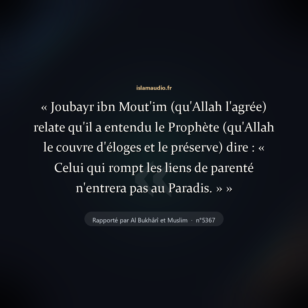 Aperçu du hadith