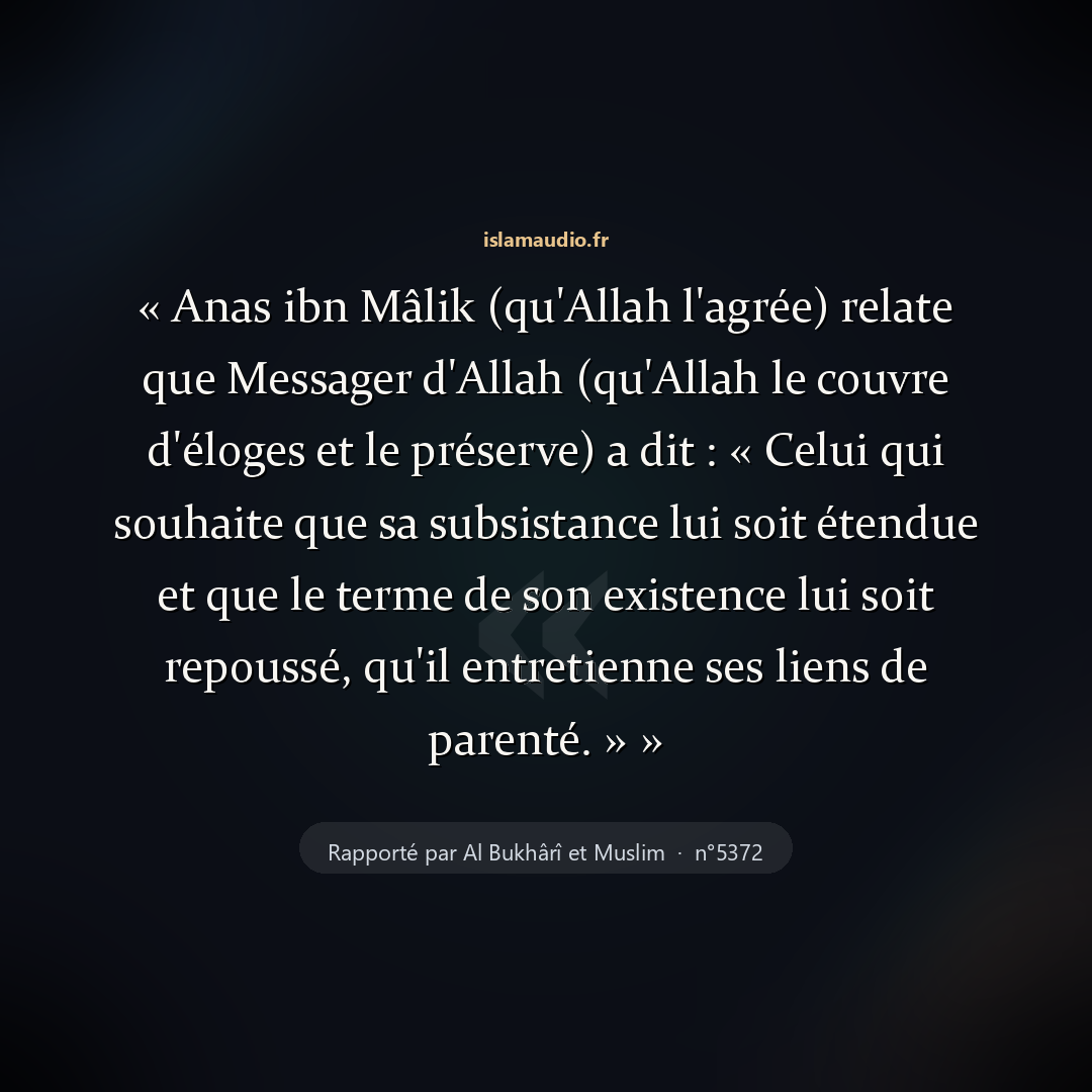 Aperçu du hadith