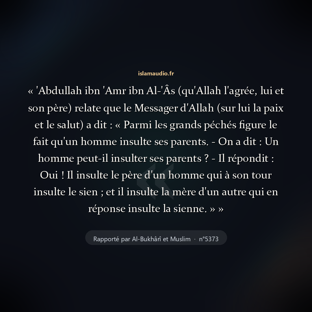 Aperçu du hadith