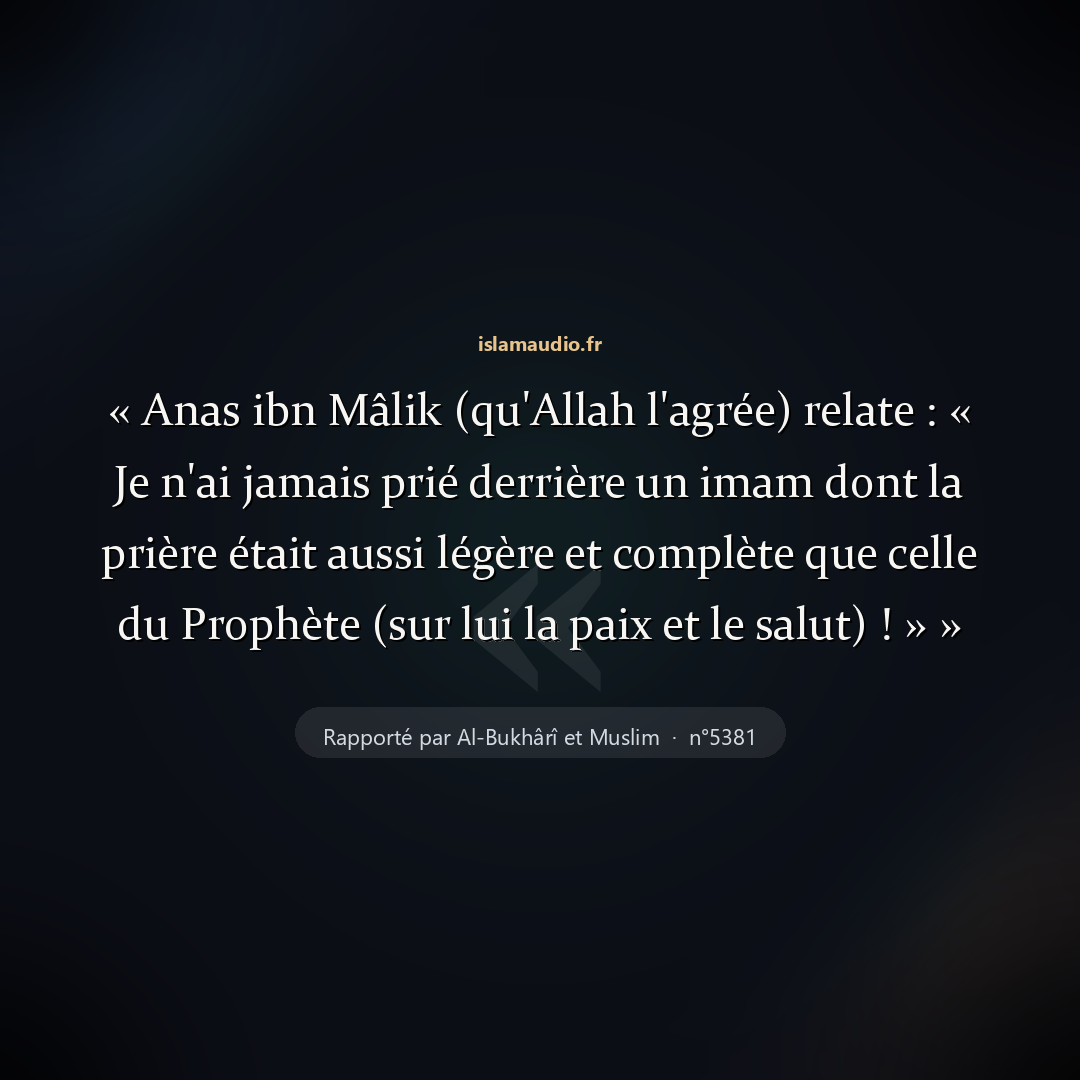 Aperçu du hadith