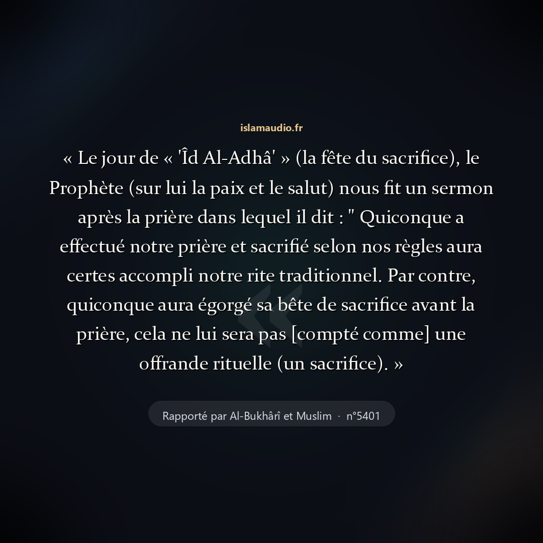 Aperçu du hadith