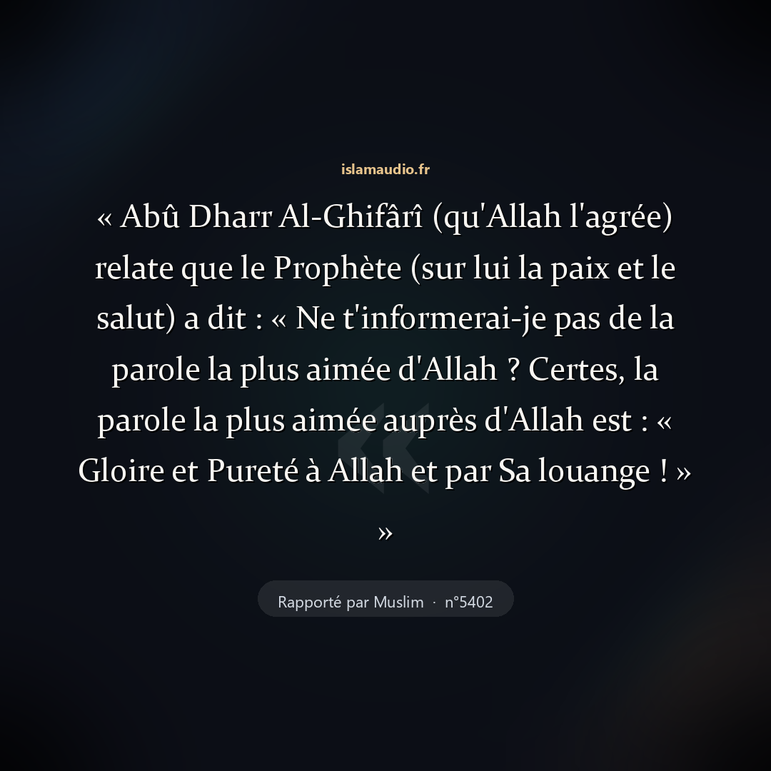 Aperçu du hadith