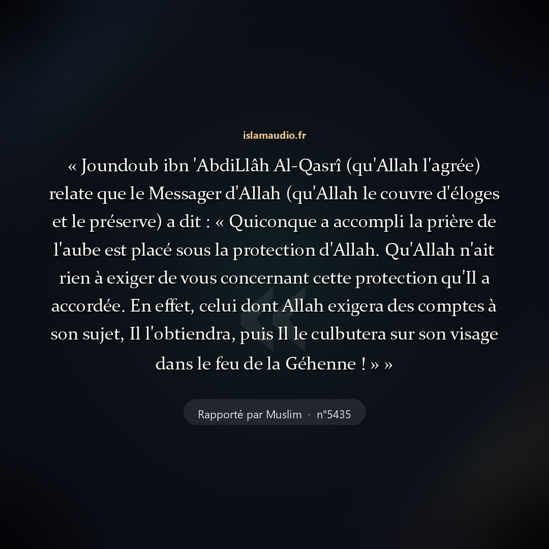 Aperçu du hadith