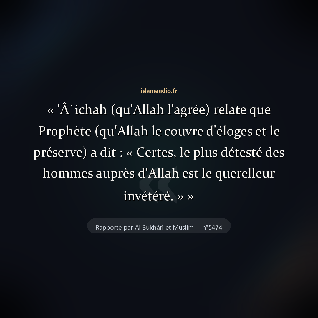 Aperçu du hadith