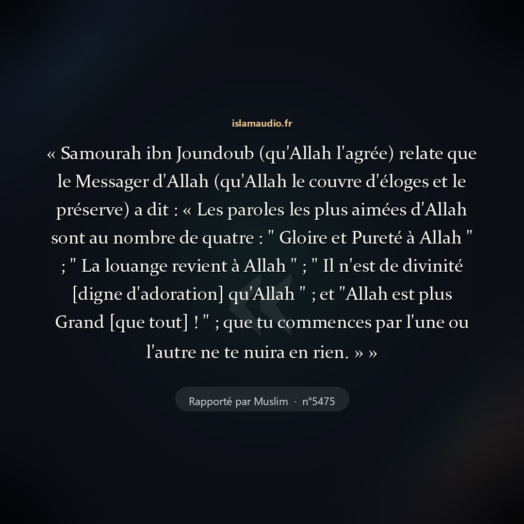 Aperçu du hadith