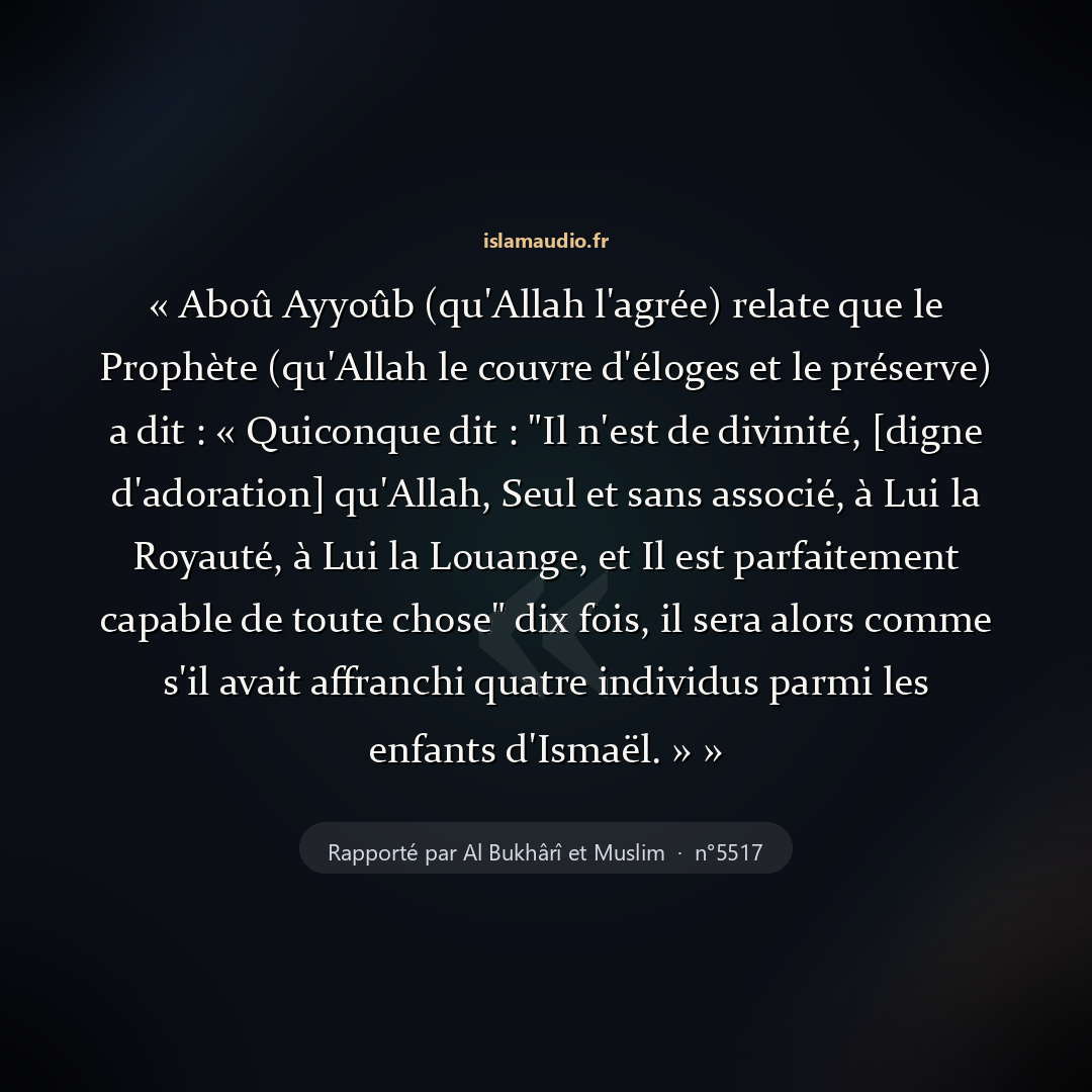 Aperçu du hadith