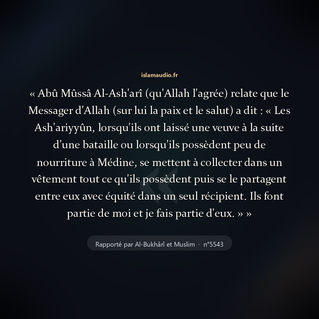Aperçu du hadith