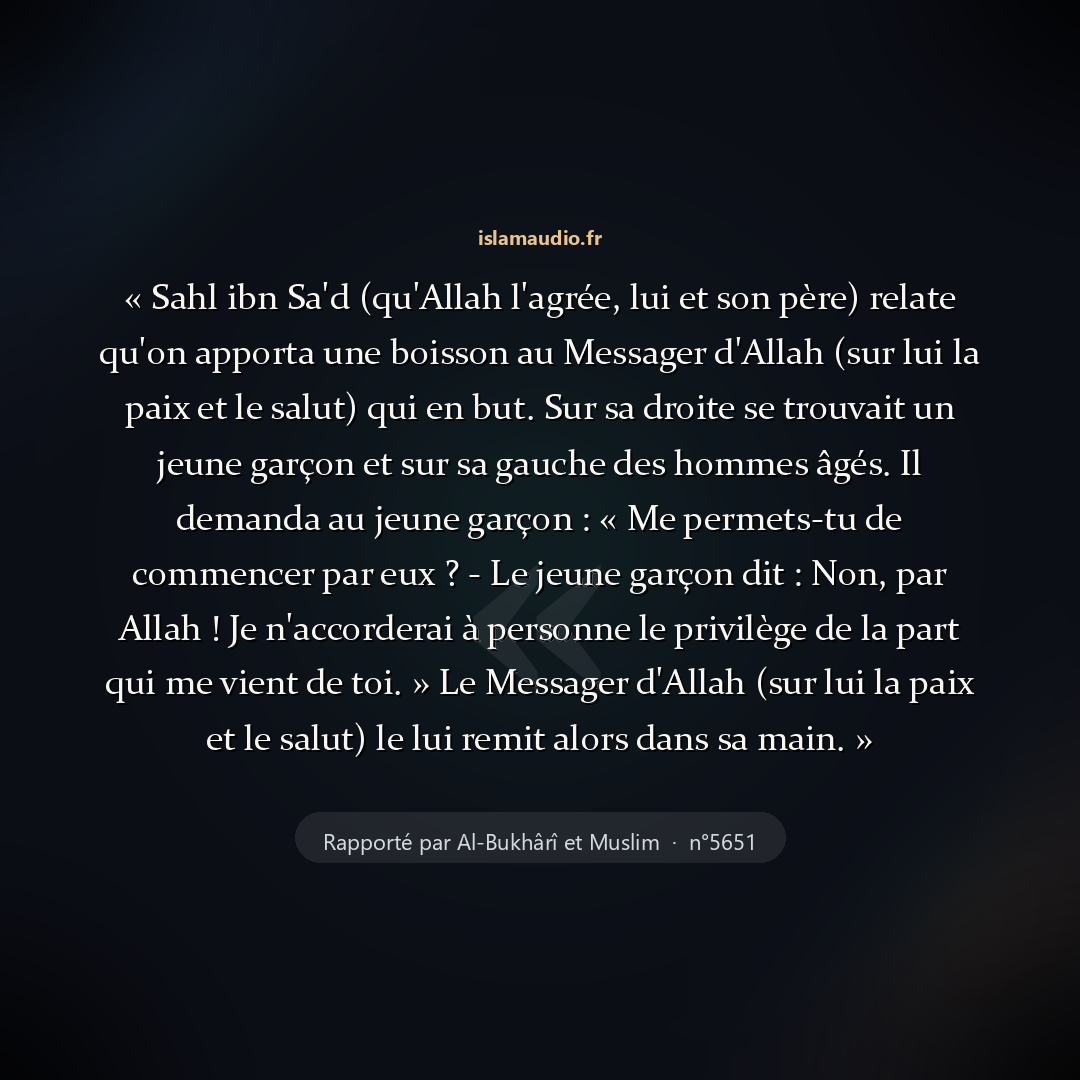 Aperçu du hadith