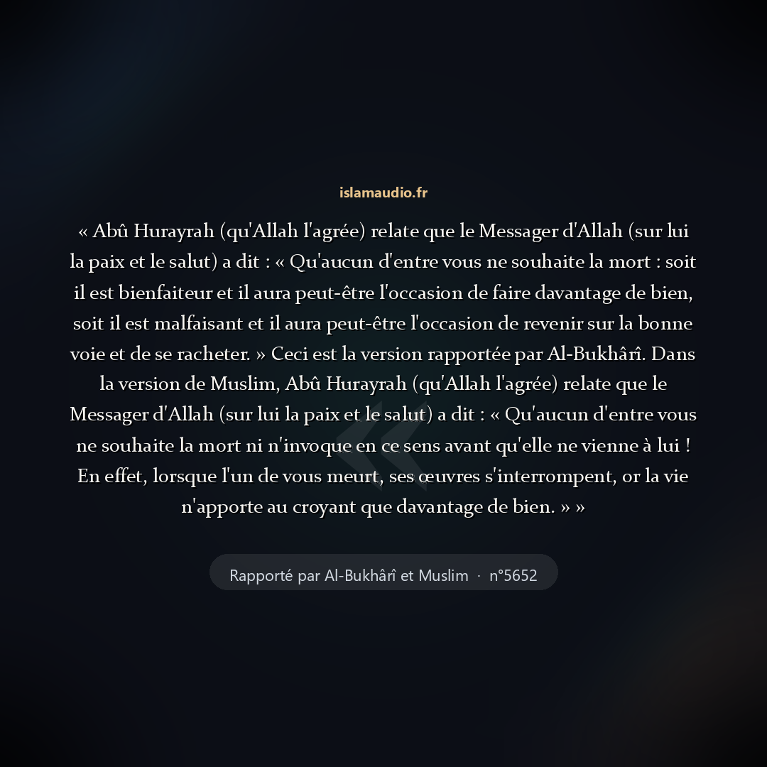 Aperçu du hadith