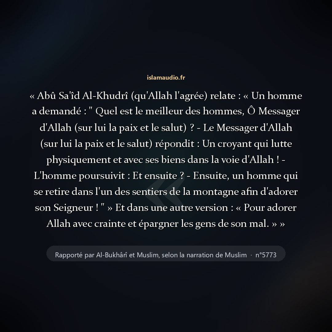 Aperçu du hadith