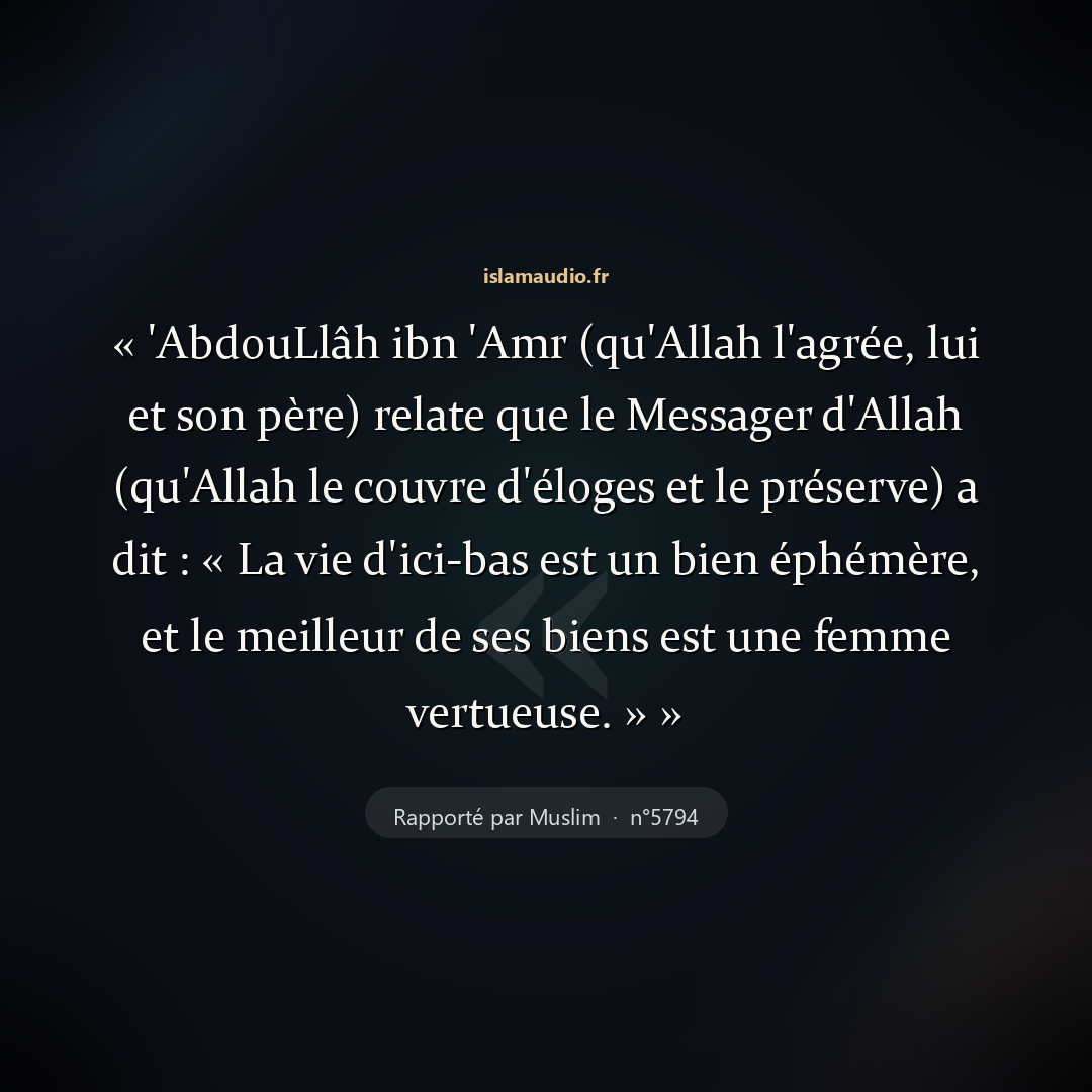 Aperçu du hadith