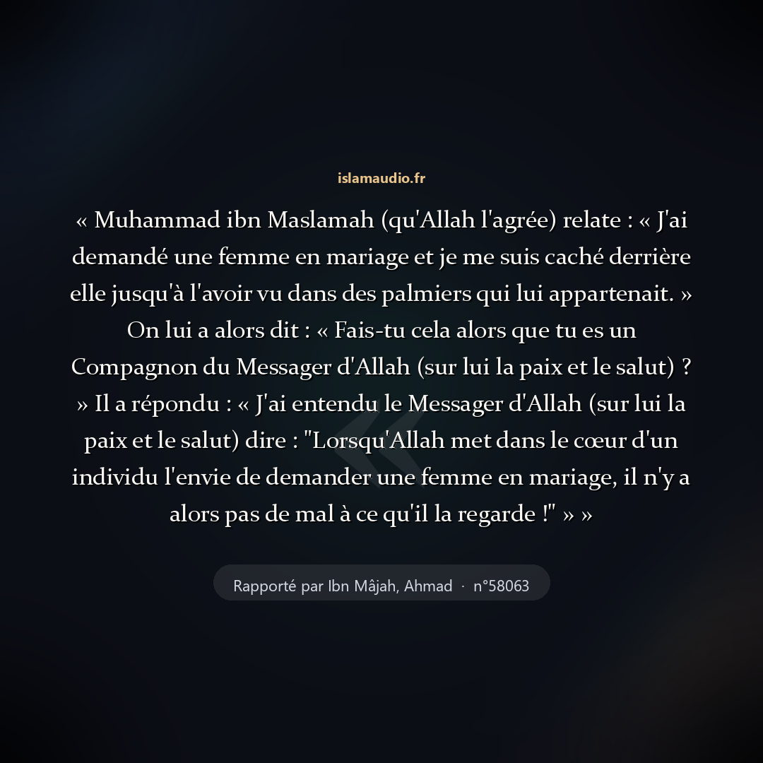 Aperçu du hadith