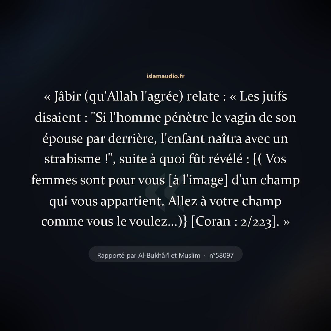 Aperçu du hadith